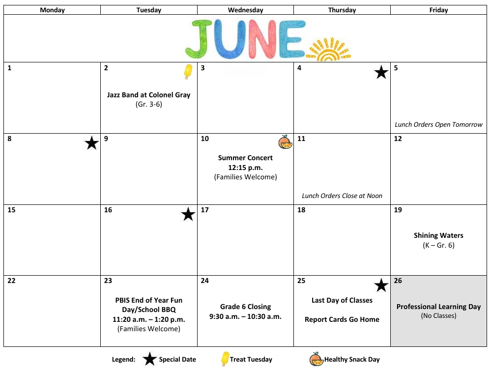 June Calendar